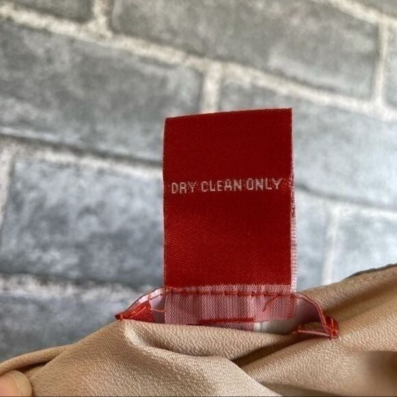 Sundance Brown Floral Short Sleeves Ruched V-Neck Silk Dress Size 14 - Picture 10 of 10